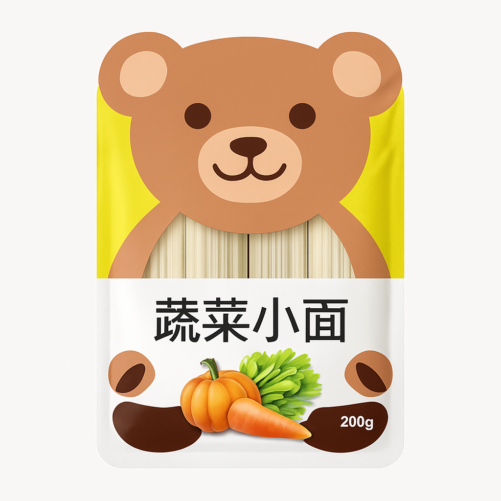 Mei Wei: Macarrão Infantil de Vegetais(蔬菜小面)- Chen Keming 280g - Embalagem em Fundo Branco