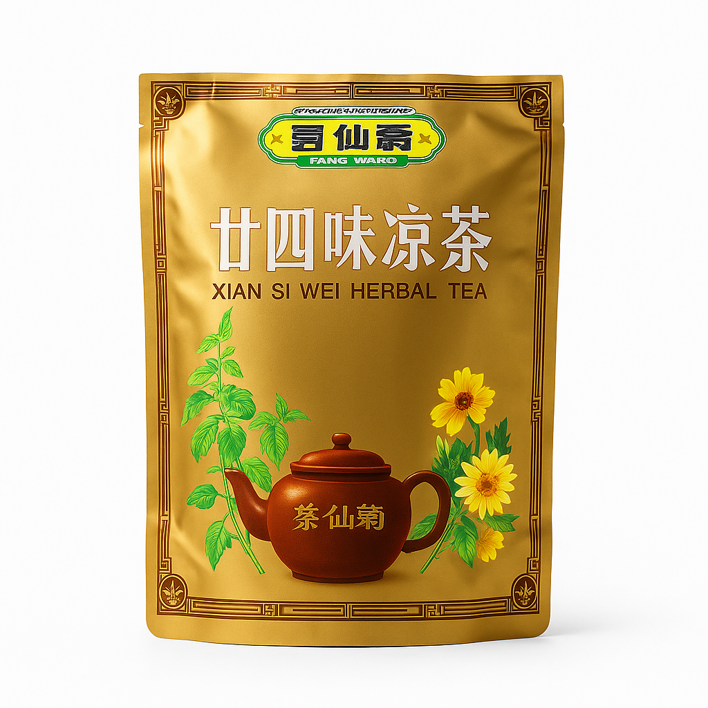 Mei Wei: Chá de Ervas 24 Sabores(廿四味凉茶)- Ge Xian Weng 10g - Embalagem em Fundo Branco