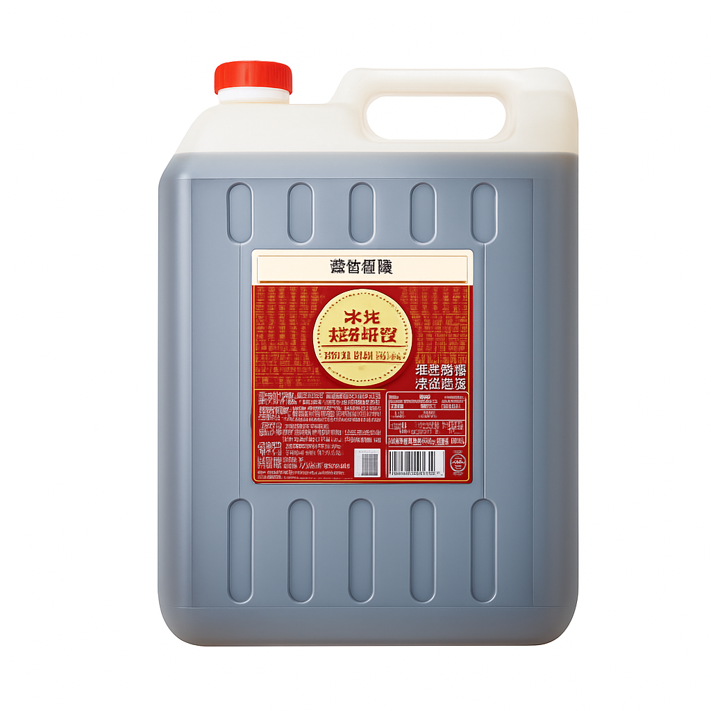 Mei Wei: Molho de Soja Claro Premium(珠江桥特级金标生抽王)- Zhujiang 15kg - Embalagem em Fundo Branco