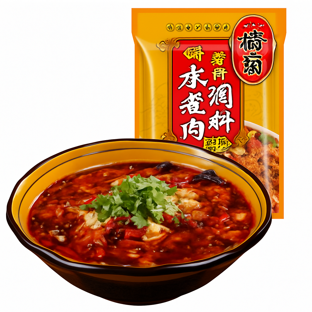 Mei Wei: Tempero para Carne Cozida Picante(水煮肉片)- Qiao Tou 120g - Embalagem em Fundo Branco