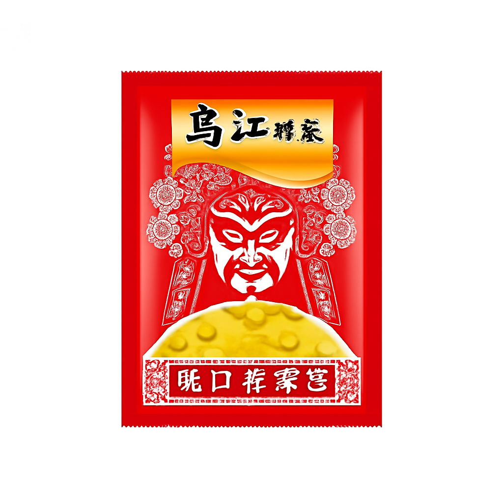 Mei Wei: Conserva de Mostarda de Sichuan(乌江榨菜芯)- Wujiang 120g - Embalagem em Fundo Branco