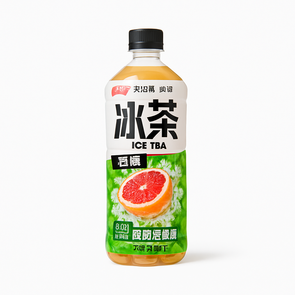 Mei Wei: Chá Gelado de Toranja(元气森林冰茶)- Genki Forest 500ml - Embalagem em Fundo Branco