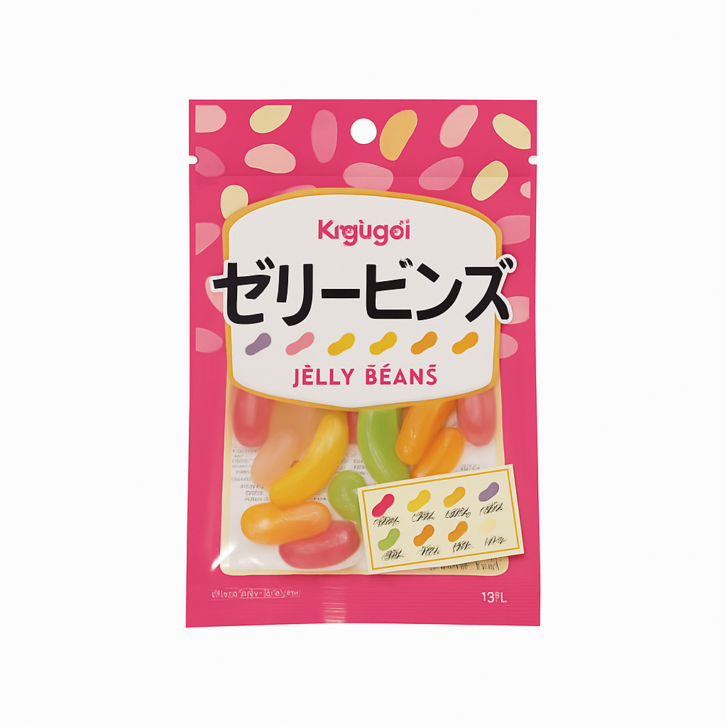 Mei Wei: Jelly Beans Kasugai(ゼリービーンズ)- Kasugai 76g - Embalagem em Fundo Branco