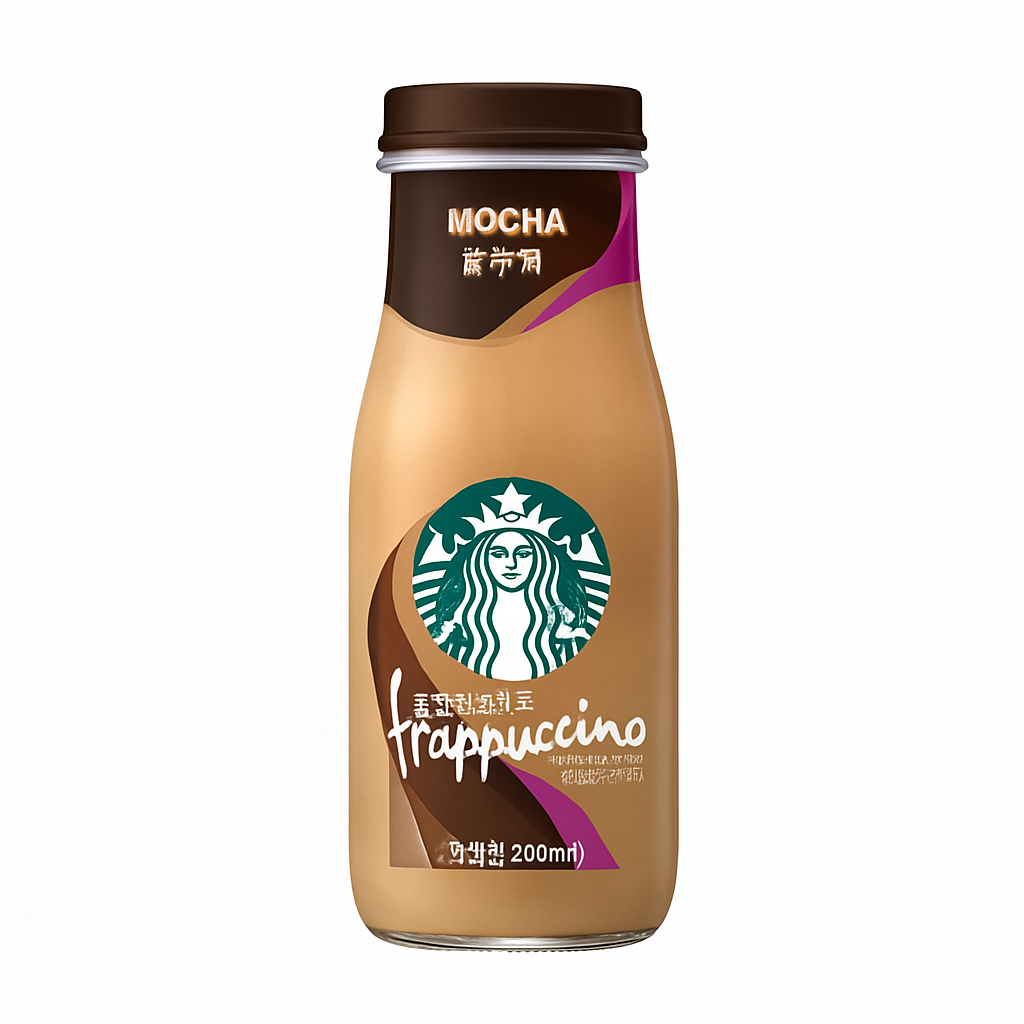 Mei Wei: Frappuccino Mocha(摩卡味)- Starbucks 281ml - Embalagem em Fundo Branco