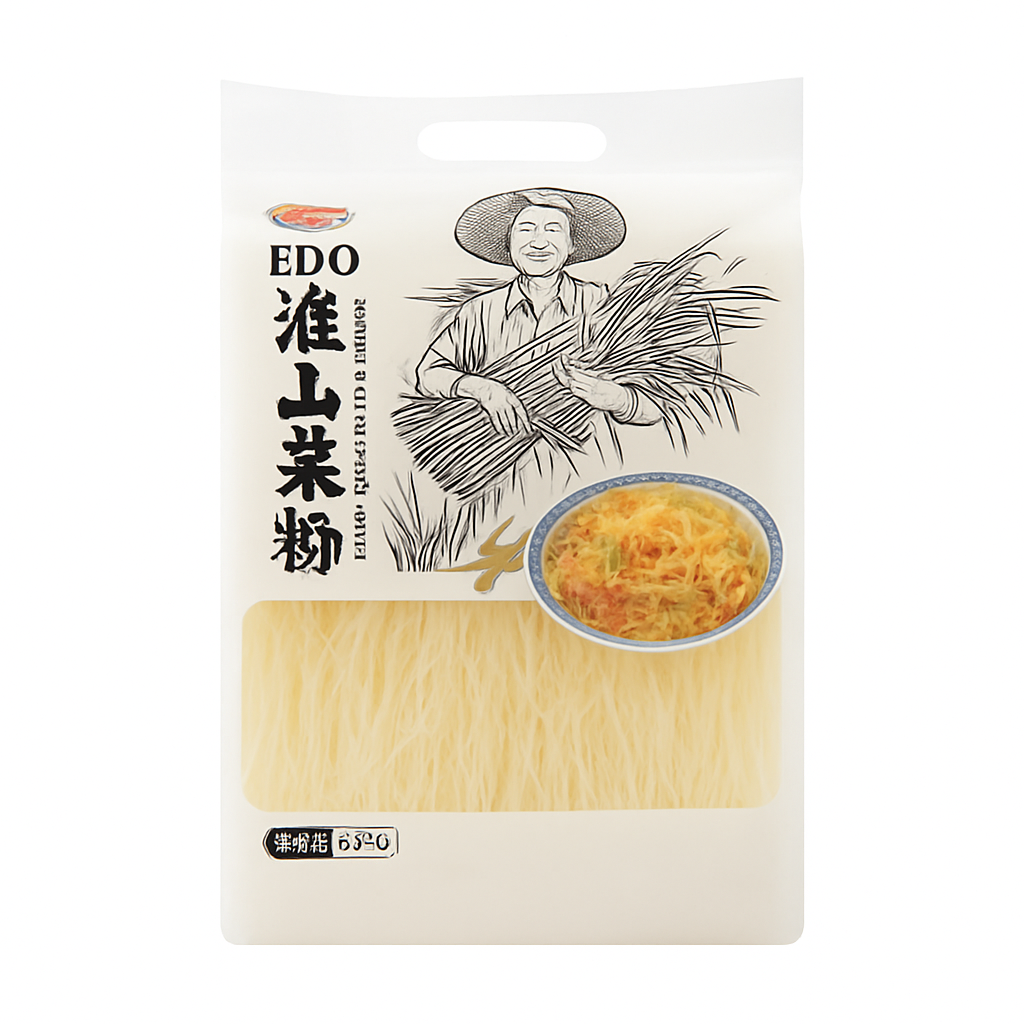 Mei Wei: Macarrão de Inhame Edo(准山米粉)- Edo 660g - Embalagem em Fundo Branco