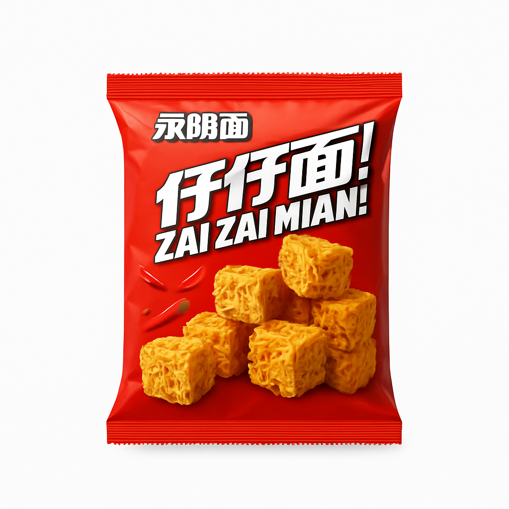 Mei Wei: Macarrão Instantâneo Sabor Carne(仔仔面)- Yongliyuan 125g - Embalagem em Fundo Branco