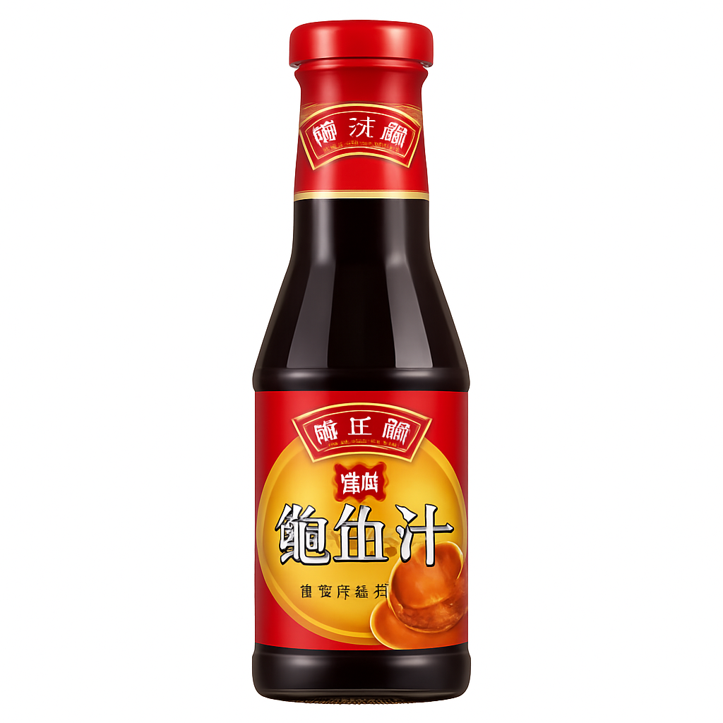 Mei Wei: Molho de Abalone(鲍鱼汁)- Zhu Jiang Qiao 410g - Embalagem em Fundo Branco