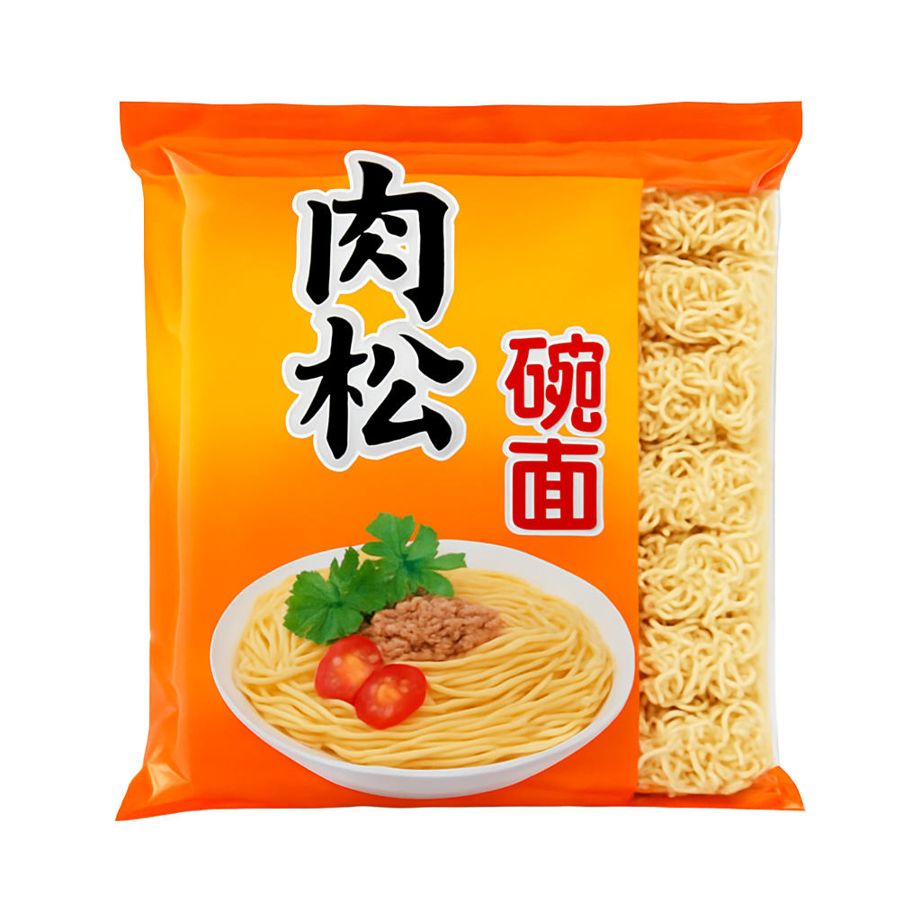 Mei Wei: Macarrão Instantâneo com Carne de Porco Desfiada (肉松碗面)- Yufeng 800g - Embalagem em Fundo Branco