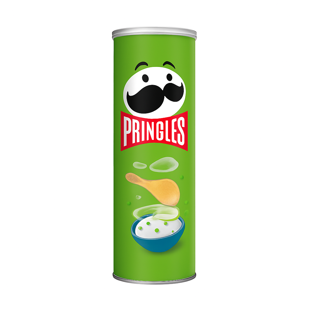 Mei Wei: Pringles Sabor Cebola e Iogurte(品客酸乳酪洋葱味)- Pringles 110g - Embalagem em Fundo Branco