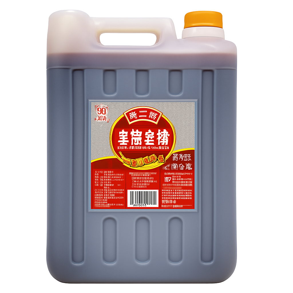 Mei Wei: Molho de Soja Escuro com Cogumelo Shiitake(草菇老抽)- Jiangqiao 15kg - Embalagem em Fundo Branco