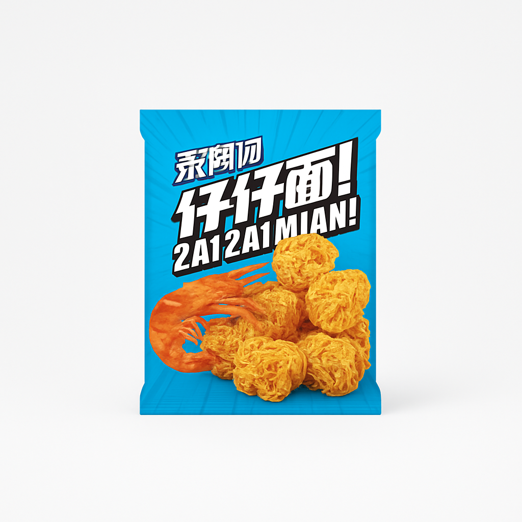 Mei Wei: Macarrão Instantâneo Sabor Frutos do Mar(仔仔面海鲜味)- Yongliyuan 125g - Embalagem em Fundo Branco