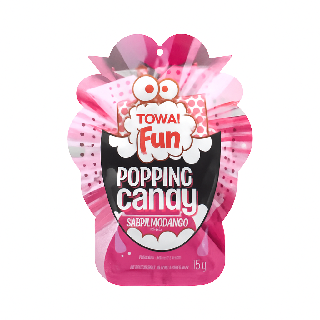 Mei Wei: Popping Candy Sabor Morango 30g - Embalagem em Fundo Branco