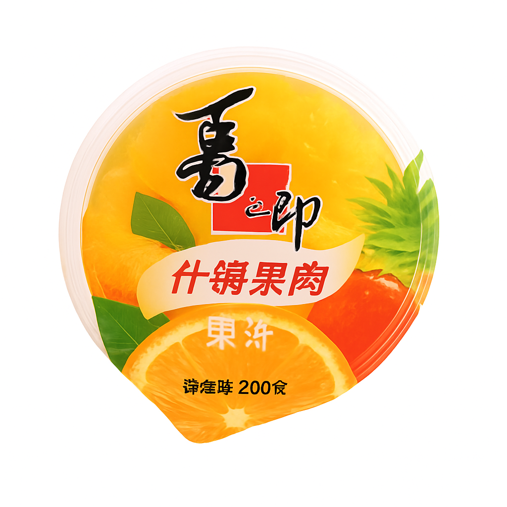 Mei Wei: Jelly Cup Sabores Mistos com Pedaços de Fruta(喜之郎杂锦果肉杯)- Xizhilang 200g - Embalagem em Fundo Branco