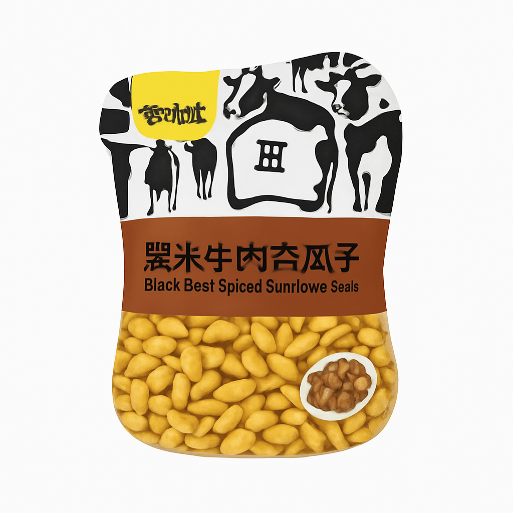 Mei Wei: Sementes de Girassol Sabor Carne Bovina(甘源瓜子仁)- Ganyuan 75g - Embalagem em Fundo Branco