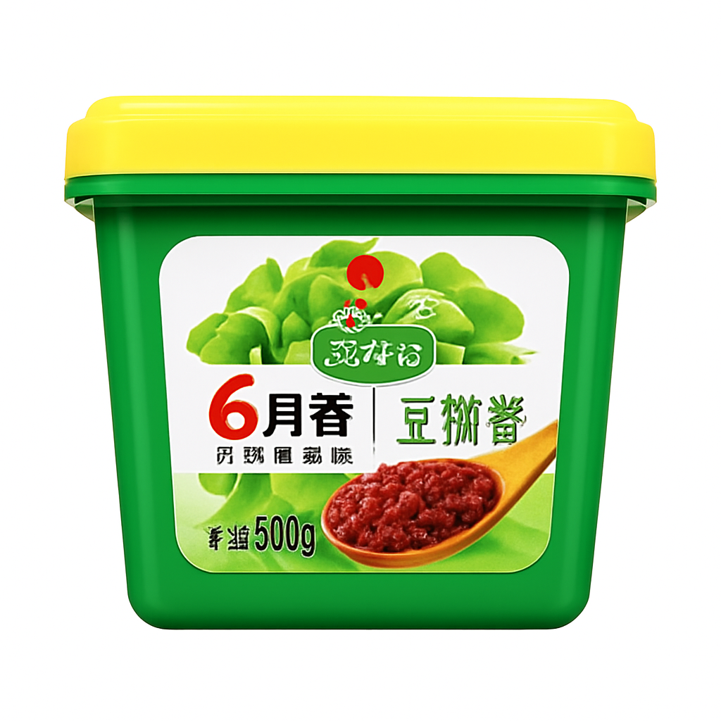 Mei Wei: Molho de Feijão Fermentado(六月香豆瓣酱)- Cong Ban Lv 500g - Embalagem em Fundo Branco
