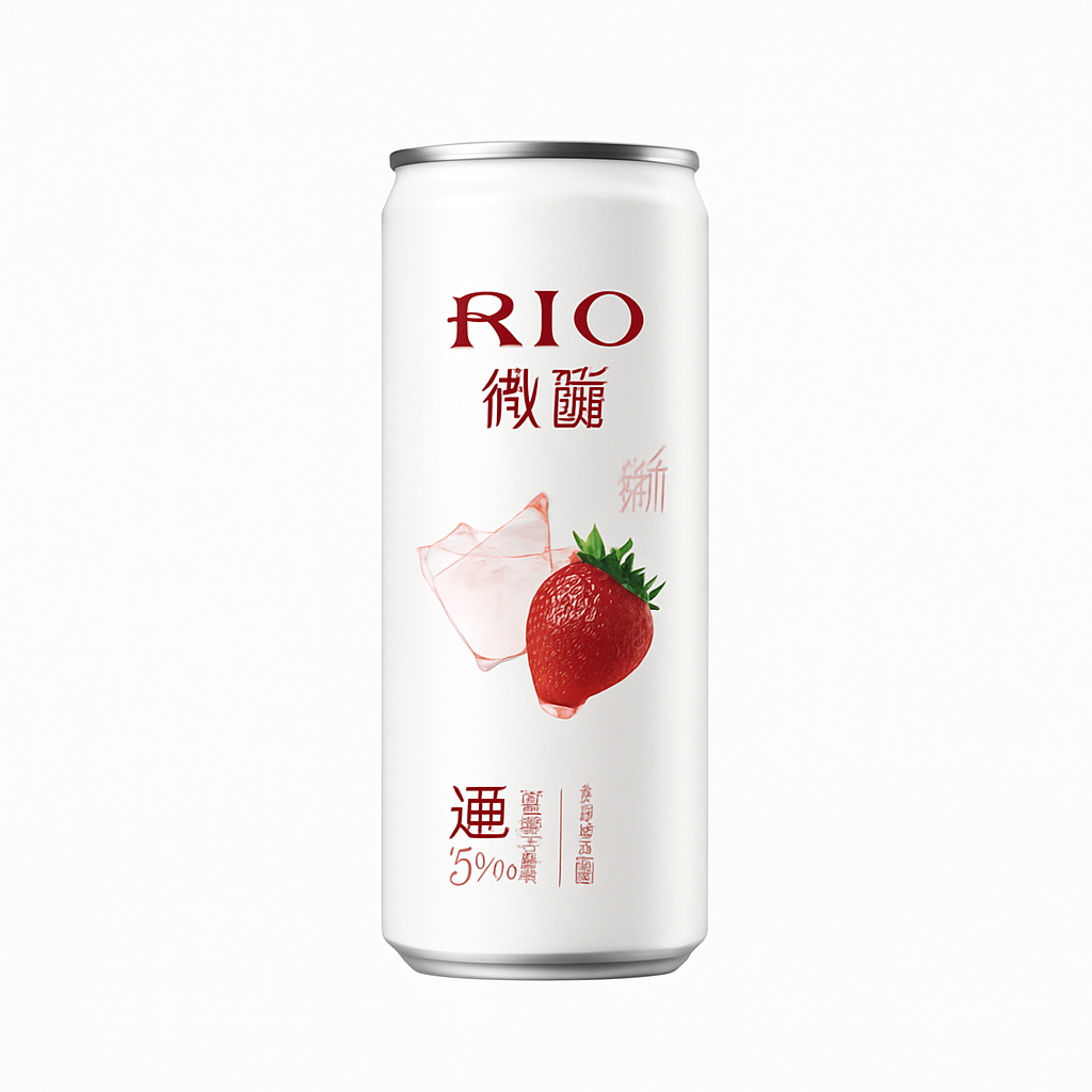 Mei Wei: Rio Microalcólica Sabor Morango(微醺)- Rio 330ml - Embalagem em Fundo Branco