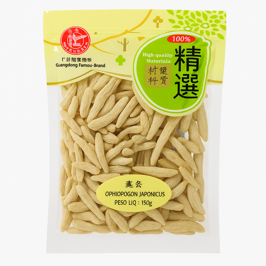 Mei Wei: Ophiopogon Japonicus(麦冬)- Guangdong Famous Brand 150g - Embalagem em Fundo Branco