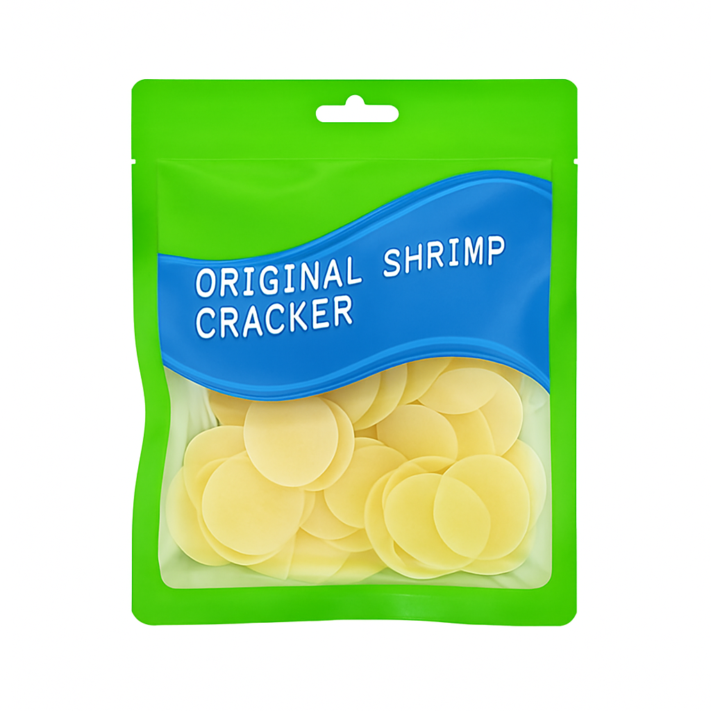 Mei Wei: Bolacha de Camarão Original(原汁虾片)- Huaseed 100g - Embalagem em Fundo Branco