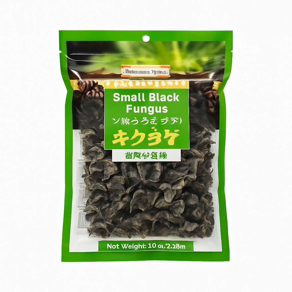 Mei Wei: Small Black Fungus(一級細木耳)- Shine Farm 100g - Embalagem em Fundo Branco