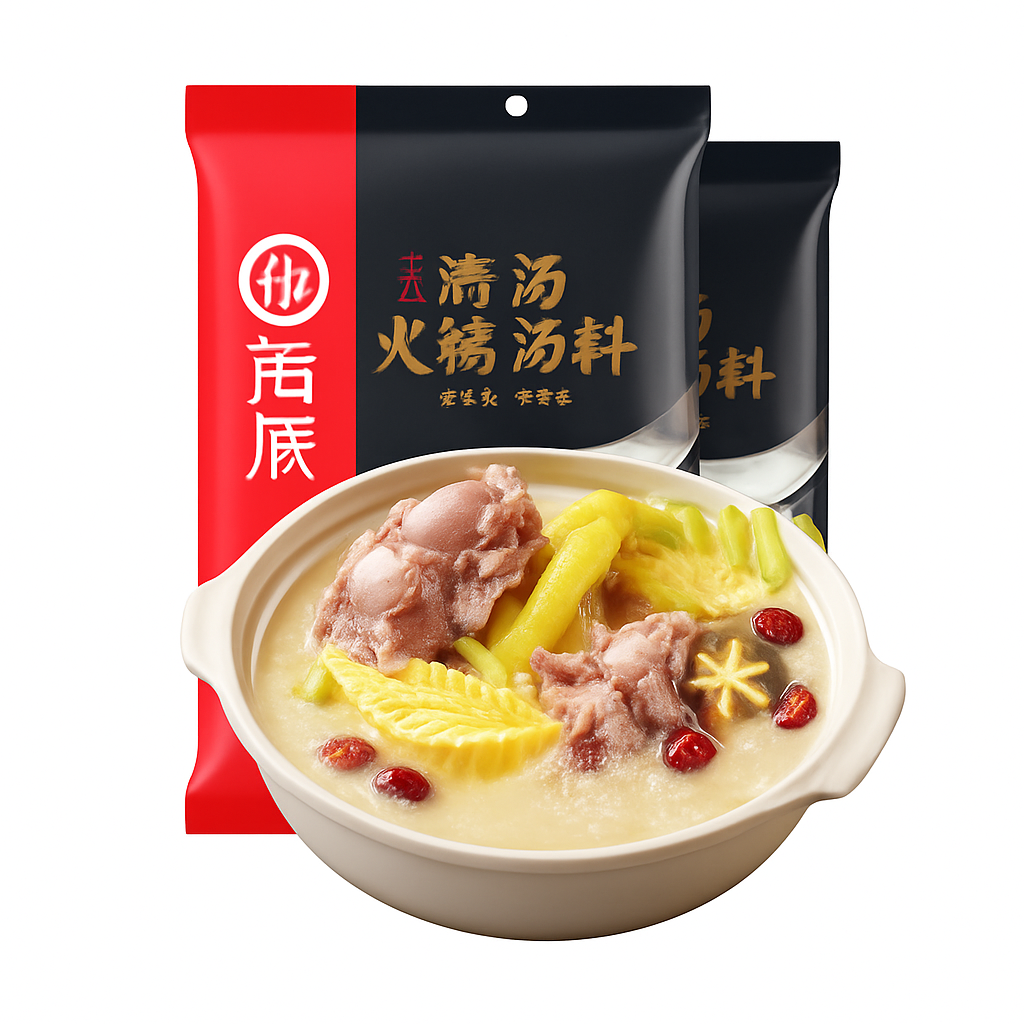 Mei Wei: Caldo de Sopa Clara(海底捞鲜香清汤锅底料)- Haidilao 110g - Embalagem em Fundo Branco