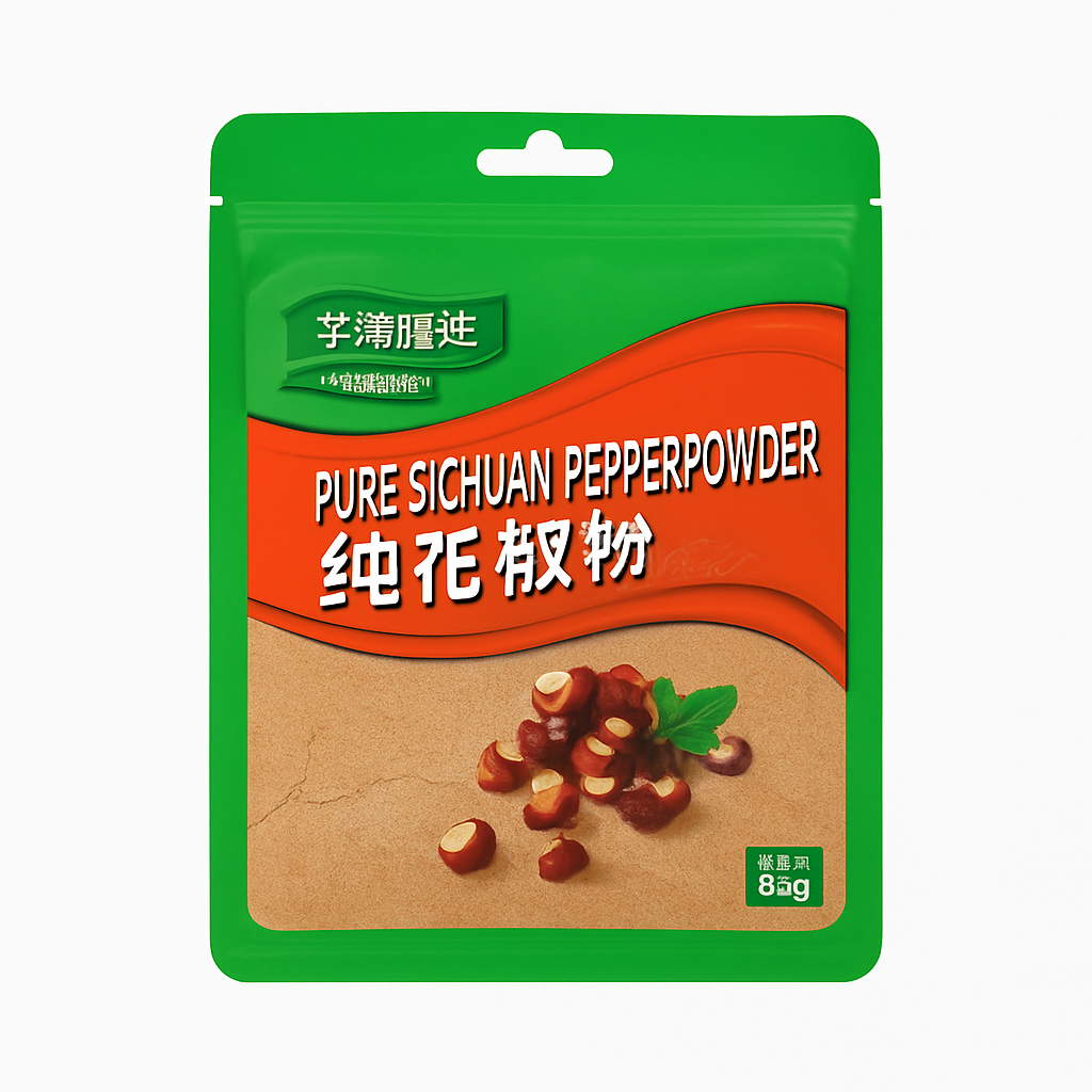 Mei Wei: Pimenta Sichuan em Pó Pura(纯花椒粉)- HWASEED 30g - Embalagem em Fundo Branco