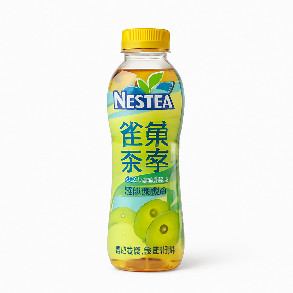 Mei Wei: Chá Verde com Suco de Frutas(雀巢果汁茶)- Nestea 500ml - Embalagem em Fundo Branco