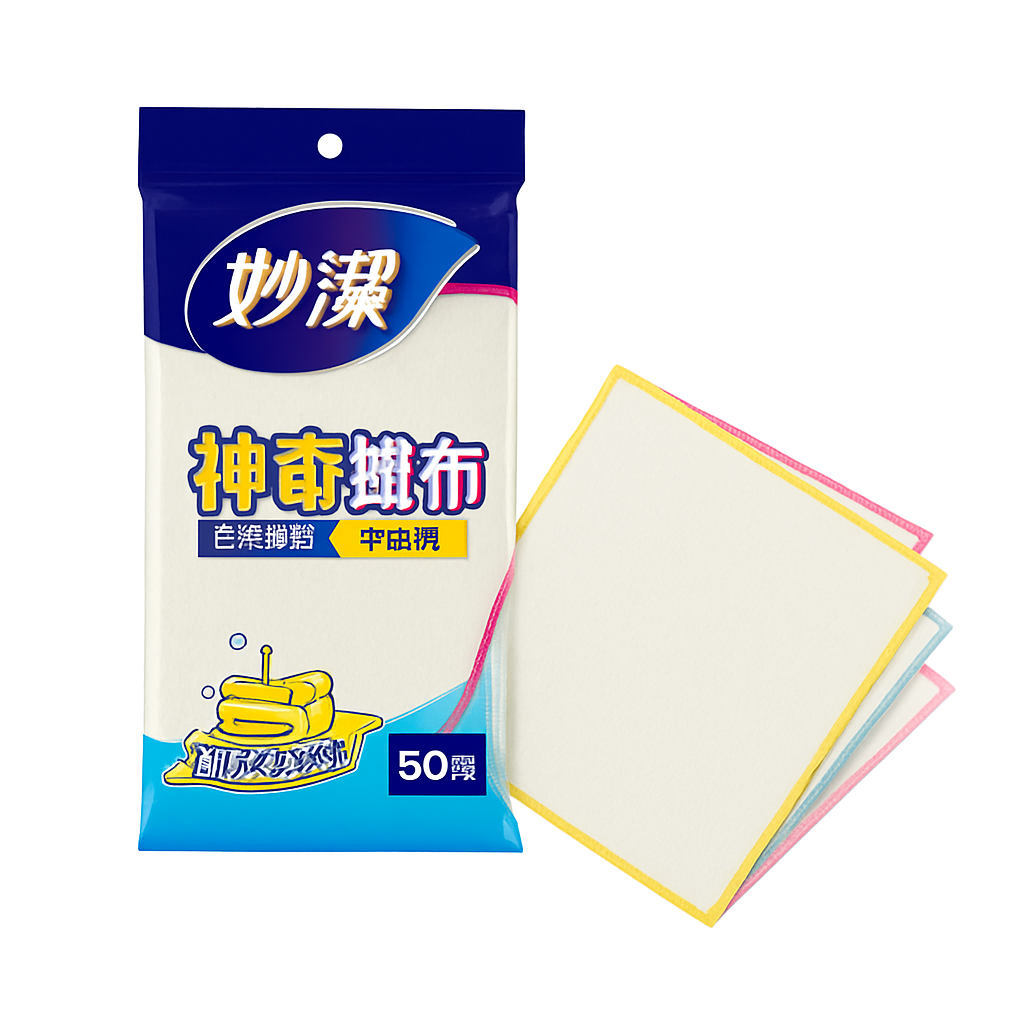 Mei Wei: Pano de Limpeza Mágico(妙洁神奇抹布)- Miaojie 3 unidades - Embalagem em Fundo Branco