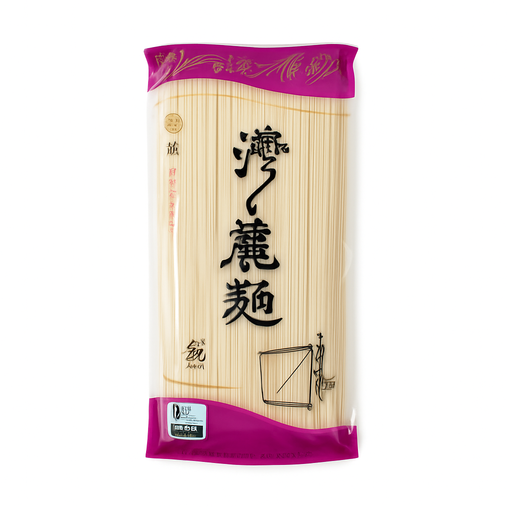 Mei Wei: Macarrão Fino de Trigo(湯〜麺)- Wan Li Mian 280g - Embalagem em Fundo Branco