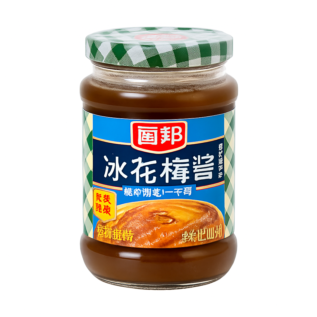 Mei Wei: Molho de Ameixa Doce(冰花梅酱)- Chubang 230g - Embalagem em Fundo Branco