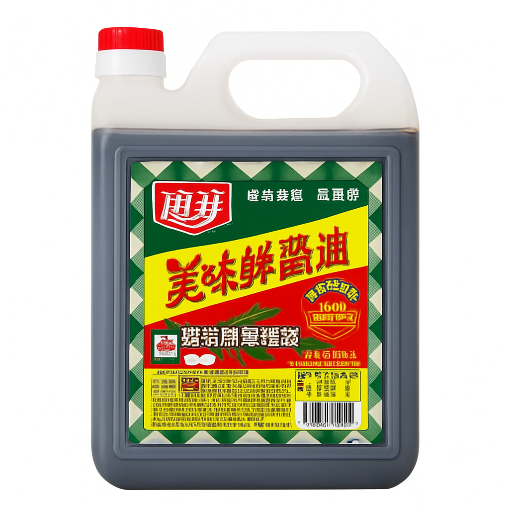 Mei Wei: Molho de Soja Claro Premium(美味鲜生抽王)- Chubang 1,43L - Embalagem em Fundo Branco
