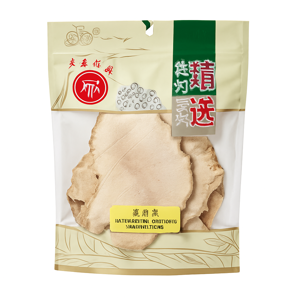 Mei Wei: Fatias de Poria(茯苓片)- Wanjia 100g - Embalagem em Fundo Branco