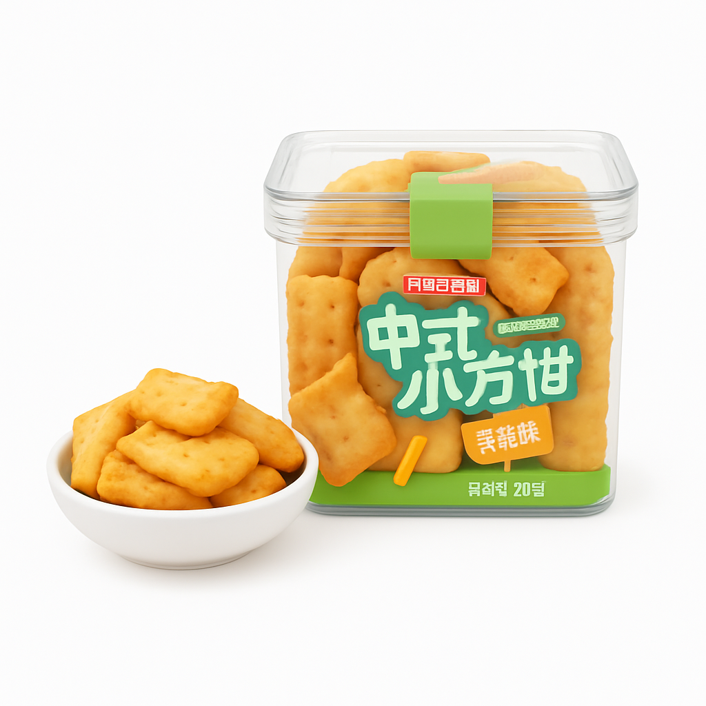 Mei Wei: Biscoito Quadrado Chinês(中式小方饼)- Shusheng Baiwei 220g - Embalagem em Fundo Branco