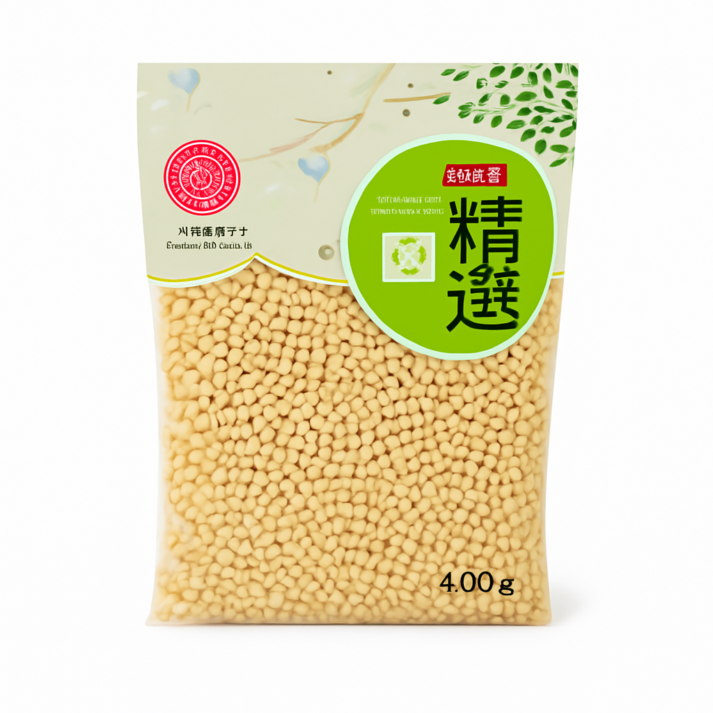 Mei Wei: Feijão Moyashi Sem Casca(绿豆仁)- Shuangyan 400g - Embalagem em Fundo Branco