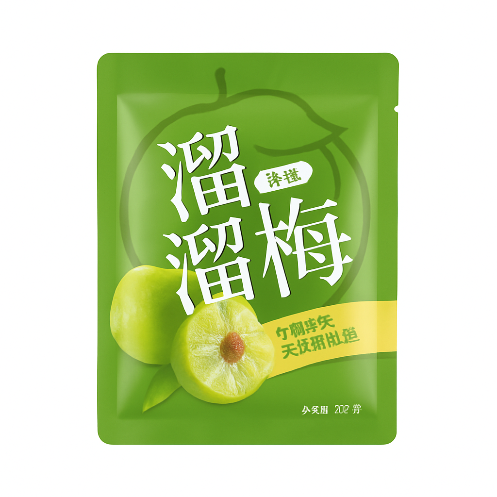 Mei Wei: Ameixa Seca Cristalizada(溜溜梅)- Liuliumei 160g - Embalagem em Fundo Branco
