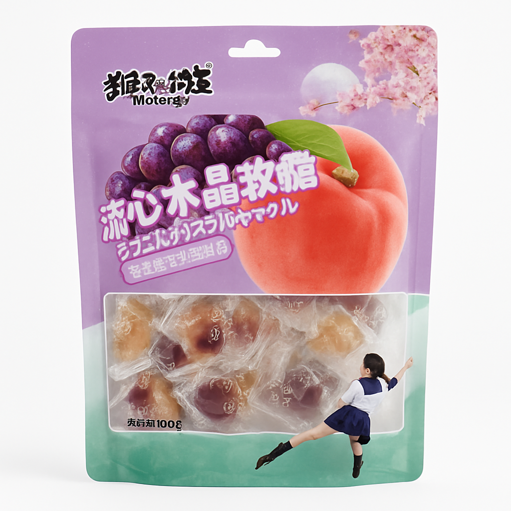 Mei Wei: Bala de Cristal com Recheio Líquido(流心水晶軟糖)- Crazy Monkey 100g - Embalagem em Fundo Branco