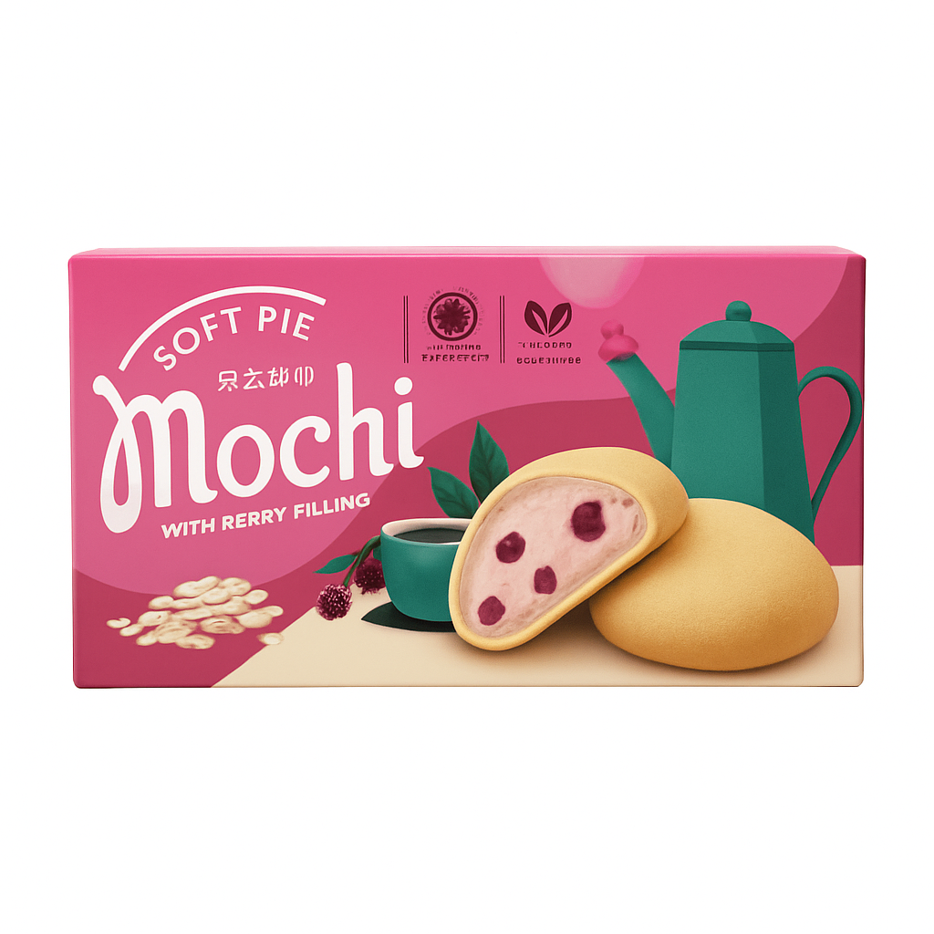 Mei Wei: Bolinho de Mochi com Feijão Azuki(もち)- Bamboo House 120g - Embalagem em Fundo Branco