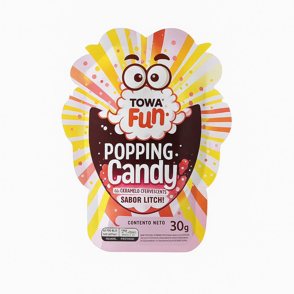 Mei Wei: Popping Candy Sabor Lichia(荔枝爆跳糖)- 30g - Embalagem em Fundo Branco