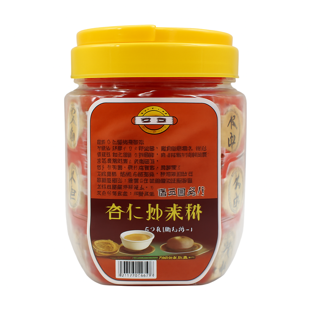 Mei Wei: Biscoito de Amêndoa Doce(杏仁炒米饼)- Yue Xiang 450g - Embalagem em Fundo Branco