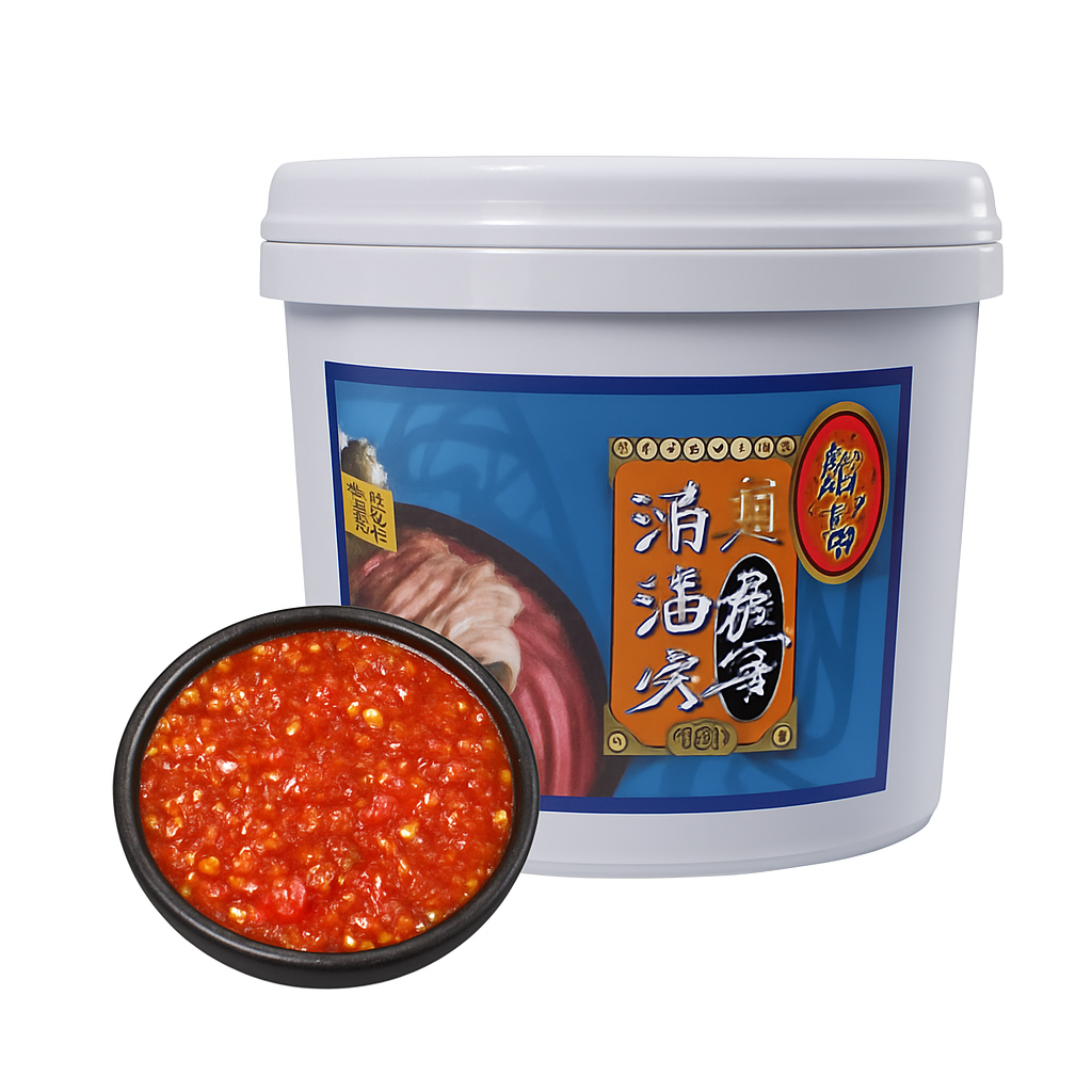 Mei Wei: Base para Hot Pot Óleo Claro de Chongqing(重庆清油火锅底料)- Qiaotou 5kg - Embalagem em Fundo Branco