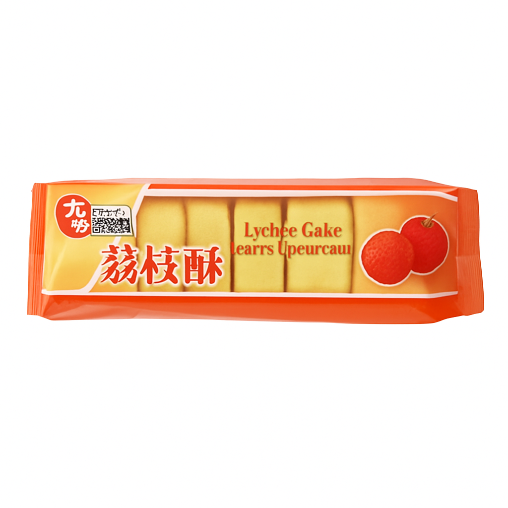 Mei Wei: Bolo de Lichia(荔枝蛋糕)- Cho Fu 227g - Embalagem em Fundo Branco