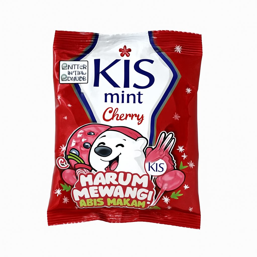 Mei Wei: Bala KIS Cereja e Menta(チェリーミント)- KIS 125g - Embalagem em Fundo Branco