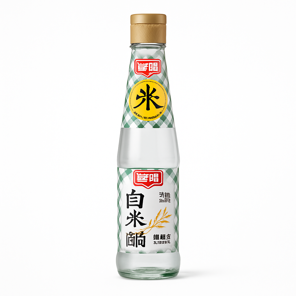 Mei Wei: Vinagre de Arroz Branco(白米醋)- Chubon 420ml - Embalagem em Fundo Branco