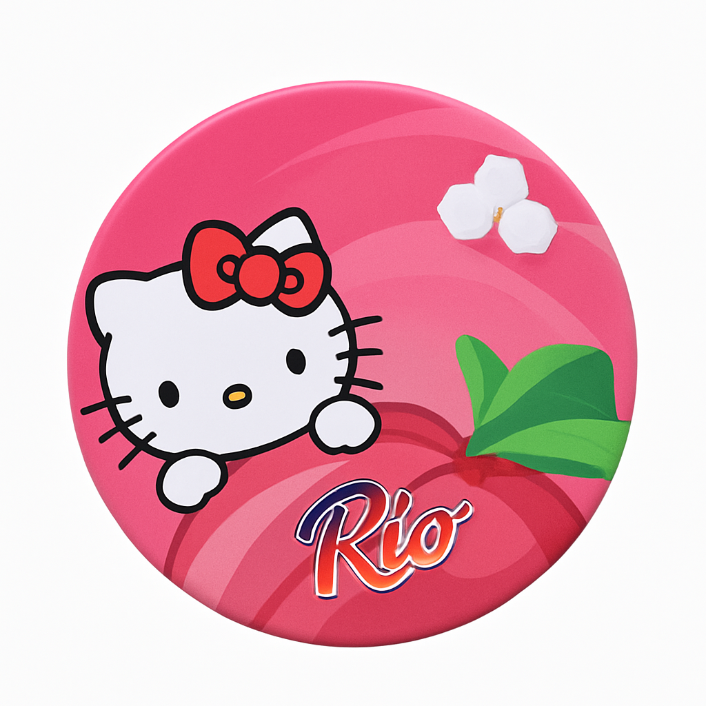 Mei Wei: Bala de Pêssego Hello Kitty(水蜜桃味)- Rio 16g - Embalagem em Fundo Branco