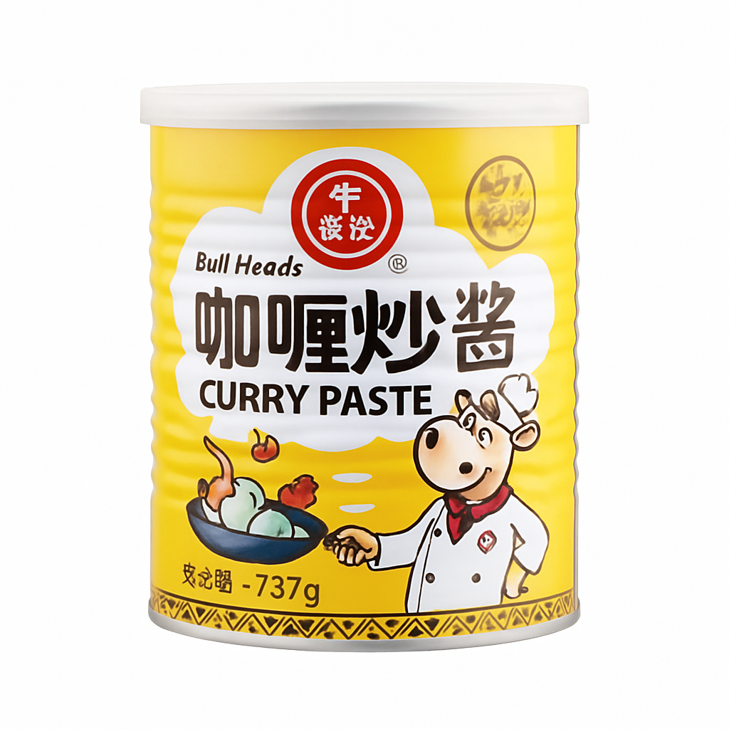 Mei Wei: Pasta de Curry(咖喱炒酱)- Bull Head 737g - Embalagem em Fundo Branco