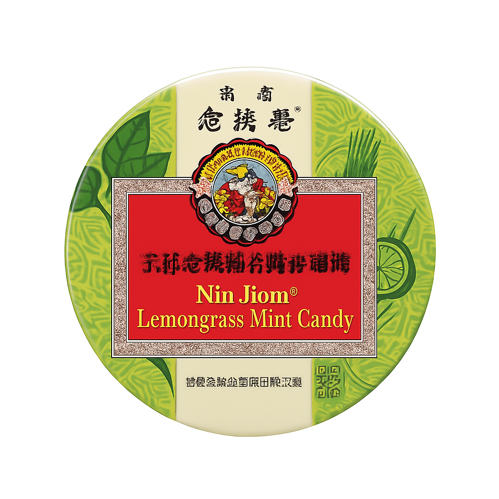 Mei Wei: Bala de Capim-Limão e Menta(京都念慈庵檸檬草薄荷糖)- Nin Jiom 60g - Embalagem em Fundo Branco