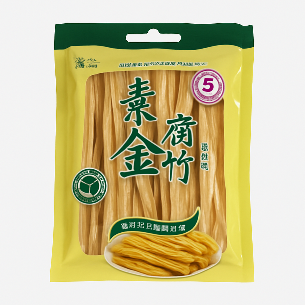 Mei Wei: Tofu Yuba Seco(素金腐竹)- Zheng Feng 400g - Embalagem em Fundo Branco