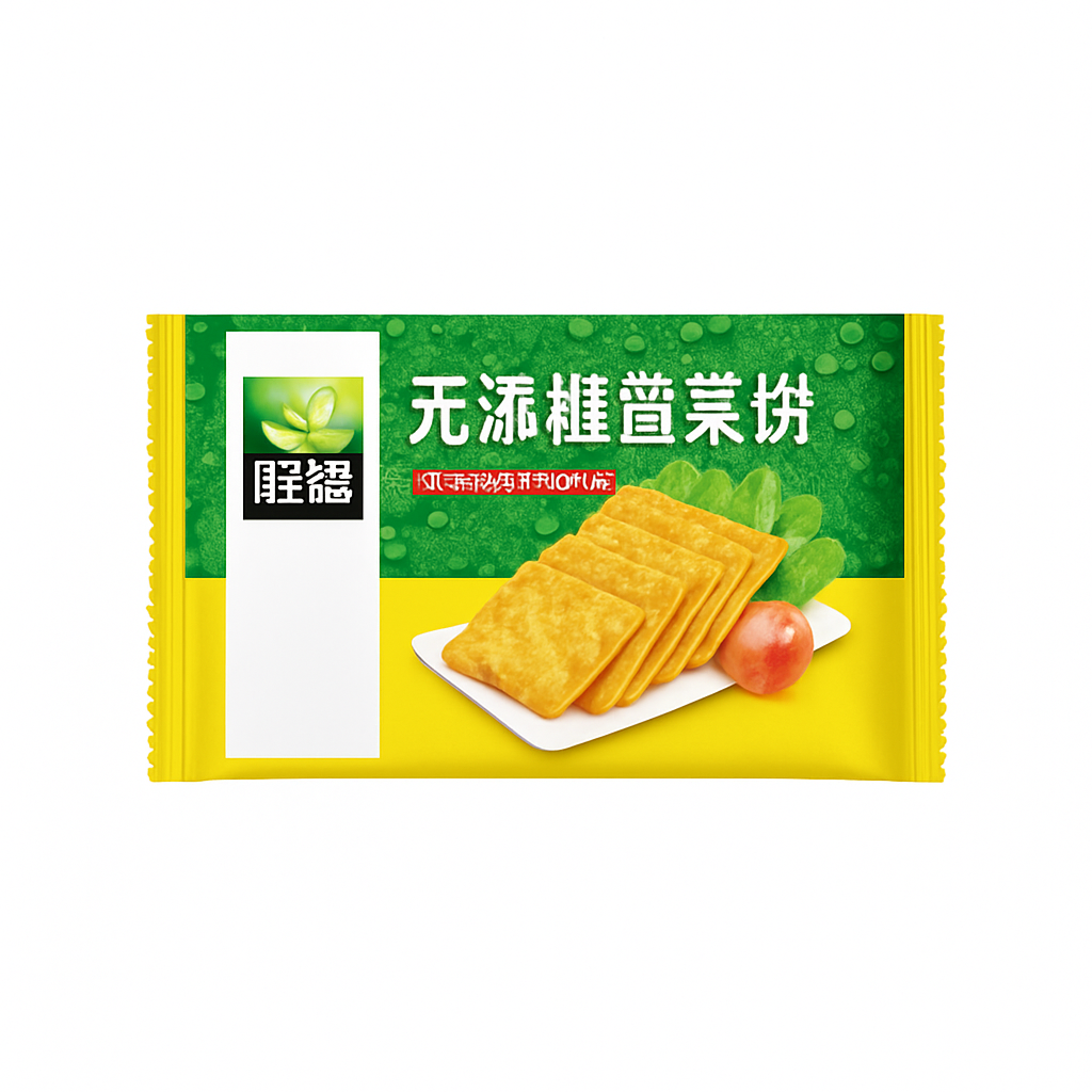 Mei Wei: Biscoito de Vegetais sem Açúcar Adicionado(无添糖蔬菜饼干)- Wangtong 90g - Embalagem em Fundo Branco