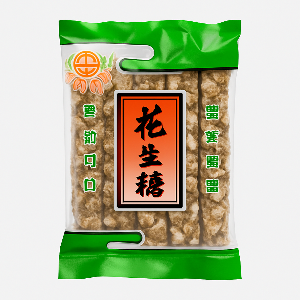 Mei Wei: Doce de Amendoim com Amêndoa(正一杏仁花生糖)- Zhengyi 200g - Embalagem em Fundo Branco