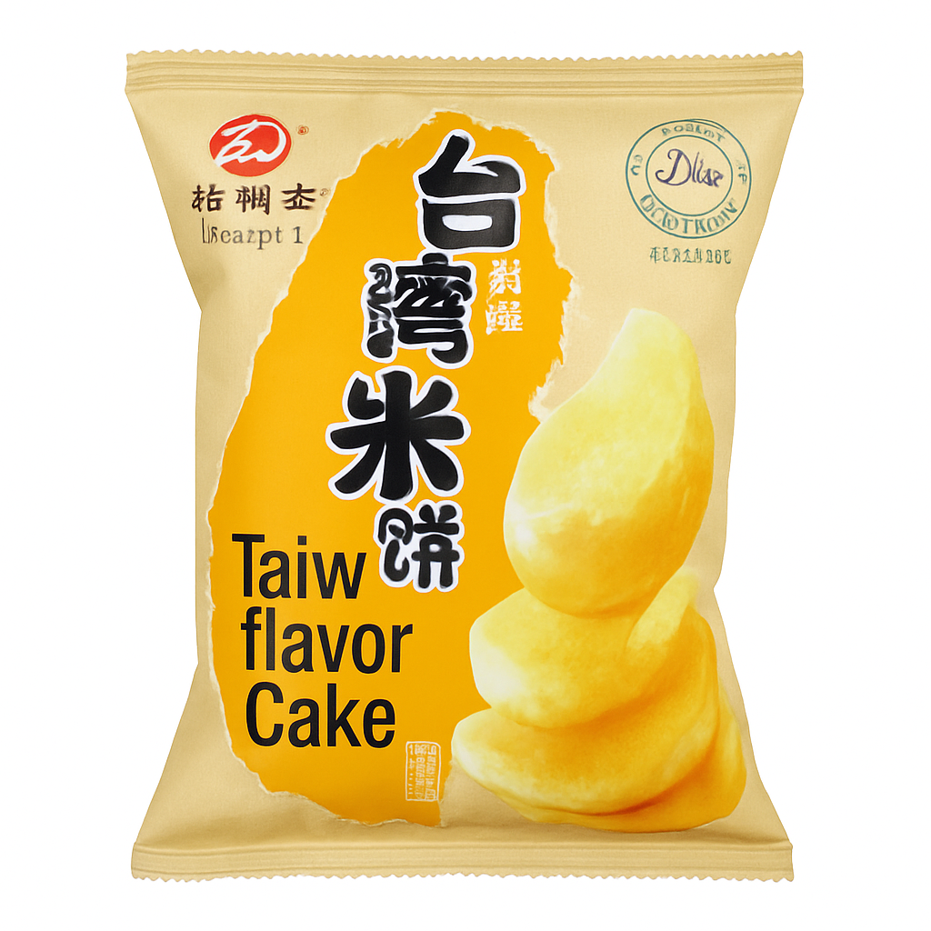 Mei Wei: Biscoito de Arroz Sabor Taiwan(台湾米饼)- Bealyke 56g - Embalagem em Fundo Branco