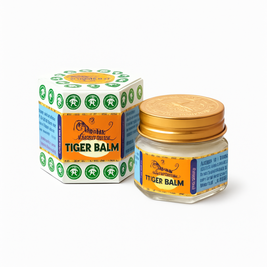 Mei Wei: Pomada Tiger Balm Branca(虎标万金油)- Tiger Balm 19.4g - Embalagem em Fundo Branco